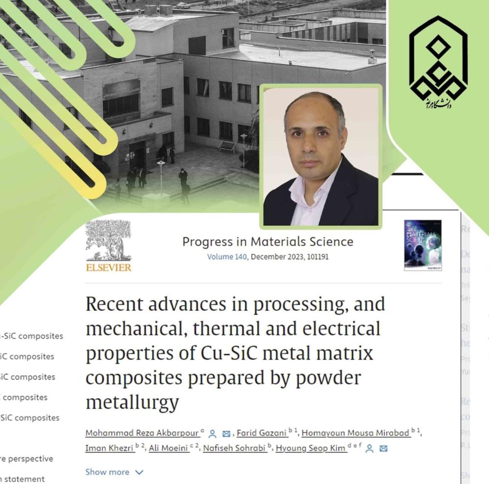 انتشار مقاله دکتر محمدرضا اکبرپور در مجله Progress in Materials Science با ضریب تاثیر 37.4